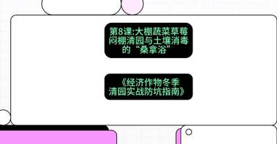 第8节：【大棚蔬菜草莓】闷棚清园与土壤消毒的&ldquo;桑拿浴&rdquo;，课程：《经济作物冬季清园&middot;实战防坑指南》#识农AI