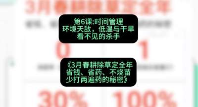 第6节：时间管理环境天敌，低温与干旱&mdash;&mdash;看不见的杀手，课程：《3月春耕除草定全年：省钱、省药、不烧苗、少打两遍药的秘密》